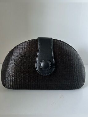 Le Sac Woven Dome Clutch with Snap-Tab